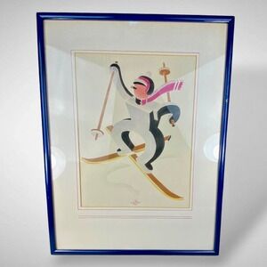 Rudolph Wedow MidCentury Modern Skier Print Williamsville NY 1950s Vintage (N30)